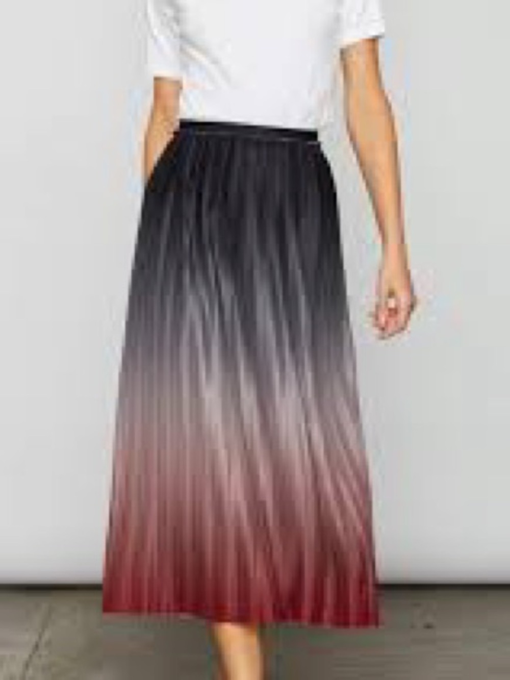 NWT WE ARE SUNDAYS Ombre Red to Black Pleated Midi Skirt